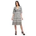 thumbnail image 1 of Moomaya Robe à Manches Courtes pour Femmes Robe de Soirée en Coton Imprimé Tenue Décontractée, 1 of 4