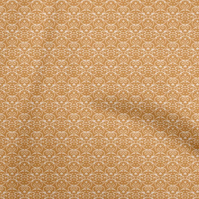 oneOone Cotton Cambric Mustard Yellow Fabric Asian Ikat Sewing Material Print Fabric By The Yard 42 Inch Wide