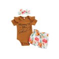 thumbnail image 1 of Honganda Ensemble 3 Pièces Bébé Filles Protège-Jambes Côtelé + Short + Bandeau, 1 of 8