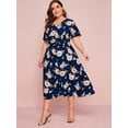 thumbnail image 1 of U.Vomade Women's Plus Size Dress Floral Button Dress, 1 of 5