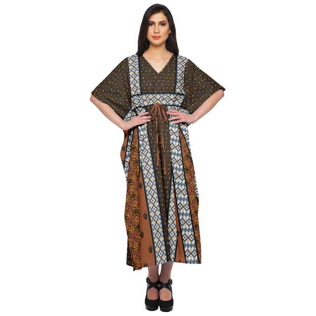 Moomaya Kaftan de Plage, Paréo de Bikini, Robe Longue Maxi Caftan pour Femmes