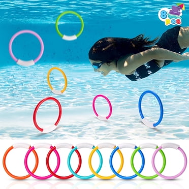 Joyfy Ensemble de Plongée Jouet Anneau de Piscine 8 Pcs pour Enfants, Anneaux de Plongée de Piscine Colorés d'Entraînement sous-Marin, Apprentissage de la Nage et Développement des Habiletés de Plongée
