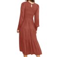 thumbnail image 3 of LUXUR Robes Maxi à Manches Longues pour Femmes Décontractées de Soirée Robe Ligne A Rouge Foncé L, 3 of 3