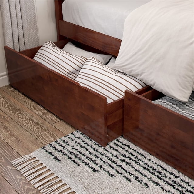 AFI Urban Tiroir de Lit en Bois Massif pour Lit Simple / Double en Noyer (Ensemble de 2)