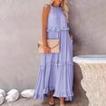 thumbnail image 1 of Gspmoly Robes pour Femmes Grande Taille, Robe Longue d'Été Décontractée pour Femmes à Col Rond, Unie, à Bandage, Sans Manches, Offres de Robes de Vacances pour Femmes, 1 of 6