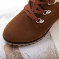 thumbnail image 4 of jsaierl Snow Booties Women's Solid Color Lace Up Ankle Boots Low Heel Comfy Fleece Suede Booties, 4 of 7