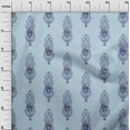 thumbnail image 3 of oneOone Rayon Grayish Blue Fabric Asian Floral Block Sewing Material Print Fabric By The Yard 56 Inch Wide, 3 of 4