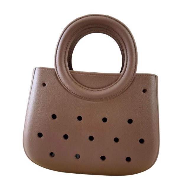 Rongfmy Sac de Plage pour Femmes Imperméable Mini Cabas Polyvalent Ouvert Vacances avec Trou Brun