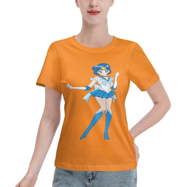T-Shirt Basique à Manches Courtes pour Femmes Sailor Moon Mizuno Ami