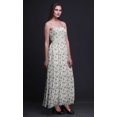 thumbnail image 3 of Bimba Robe Longue Maxi à Corsage Smocké pour Femmes à Imprimé Feuilles et Oiseau Flowerpecker - Grand, 3 of 7
