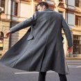 thumbnail image 3 of EGNMCR Jackets for Men Men's British Style Color Long Coat Fashionable Warm Woolen Overcoat, 3 of 8