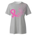 thumbnail image 4 of JIRNDf T-Shirt pour Femmes Hauts d'Été Tendance Rose Imprimé Manches Courtes Col Rond Mignon T-Shirts Graphiques pour Femmes Chemises Gris G, 4 of 5