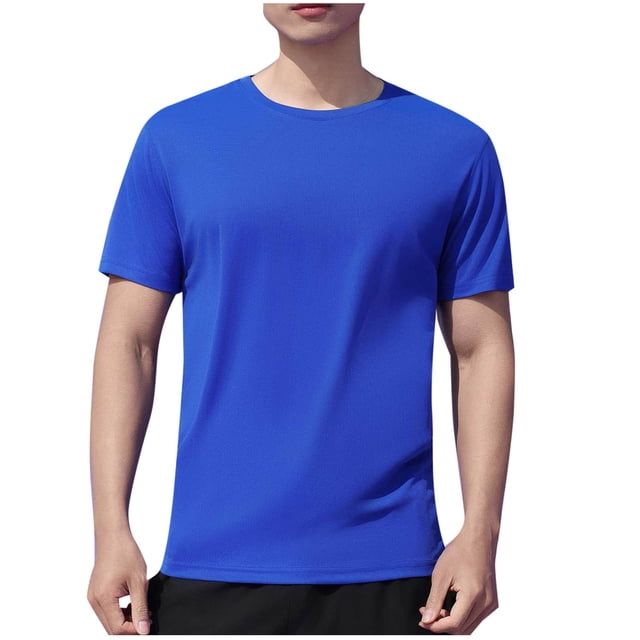 Dagugfen Tops for Men Summer Short Sleeve Round Neck Lightweight Casual Basic Tee Shirts Solid Color