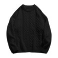 thumbnail image 2 of Cameland Chandail d'Hiver Épais Décontracté Mode Couleur Unie Texture Manches Longues Col Rond pour Hommes, 2 of 5