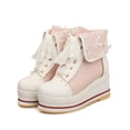 thumbnail image 1 of HILIB Bottes Lolita Mignonnes pour Femmes, Brogue à Talon Compensé, Rose, 6, 1 of 4