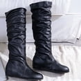 thumbnail image 5 of DPTALR Women's Winter Solid Color Long Boots Flat Heels Round-Toe Knee High Boot, 5 of 5