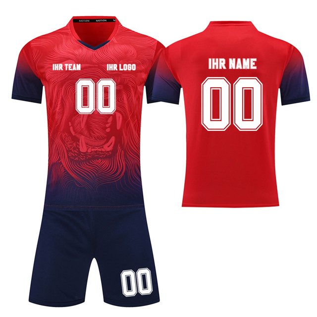 Custom Football Kit Set for Adult and Child, Name Number Team Logo DIY Family Match Personalized Jersey Shirt Shorts Set, Dad and Son Matching Outfits Red XXXXS