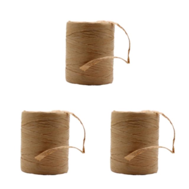 Decodeary Sturdy And Durable Raffia Rope Yarn For DIY Crafts Beautiful Colors Fiber Natural Paper Ribbon khaki 3Set
