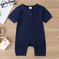 thumbnail image 2 of AherBiu Newborn Onesie Short Sleeve Jumpsuit Baby Clothes Ribbed Button Crewneck Summer Short Rompers Overalls, 2 of 4