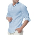 thumbnail image 1 of CEHVOM Men's Spring And Autumn Casual Solid Color Cotton And Linen Loose Coat Shirt, 1 of 6