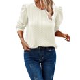 thumbnail image 4 of Timegard Hauts pour Femmes Grande Taille Manches Longues Bouffantes Col Rond Blouse Confortable Automne Chemises Décontractées Amples Hauts, 4 of 9