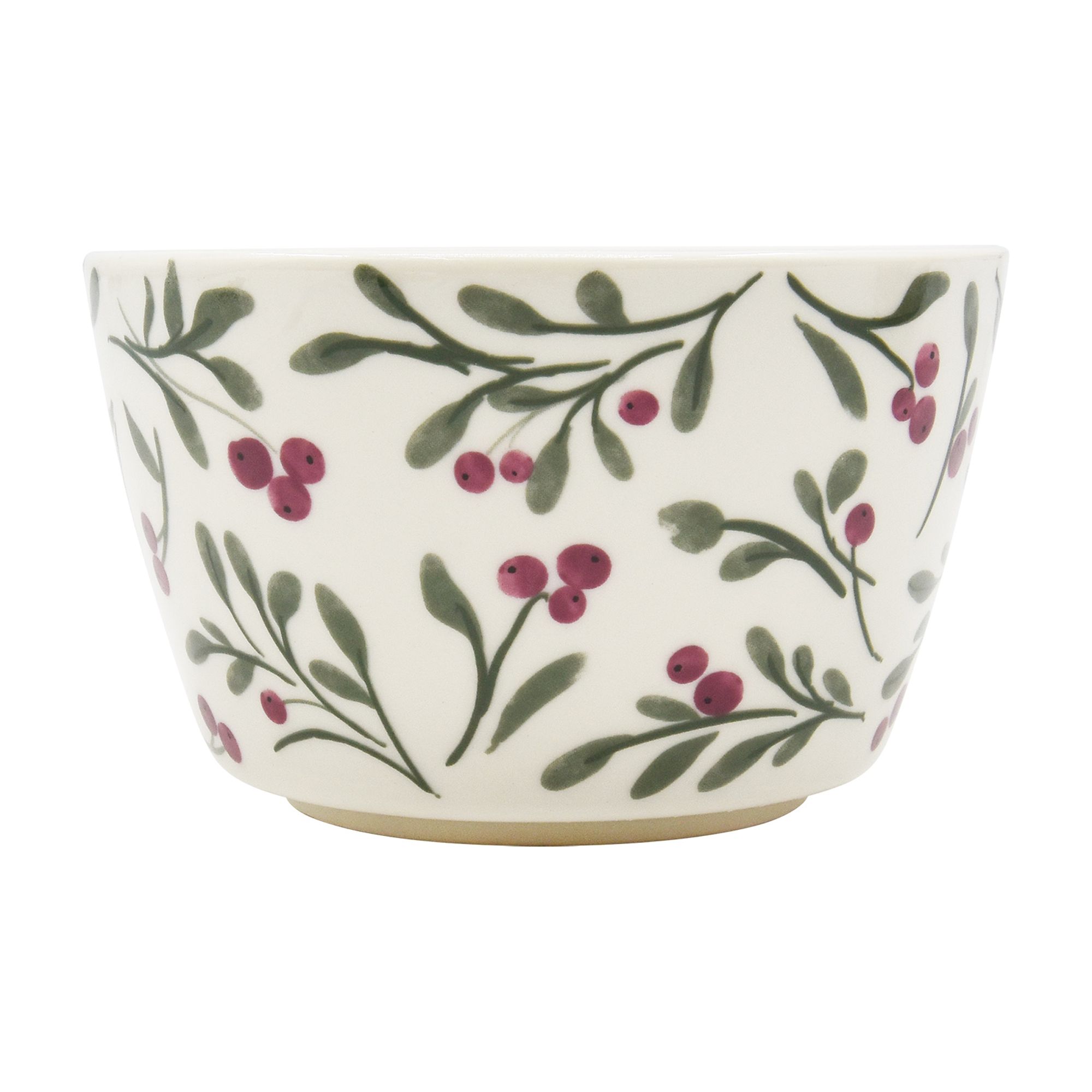 Holiday Time Cranberry Spice Collection Red Green Plaid & Berries Festive Bowl Set, 10.5 fl oz, Stoneware, 2-pack