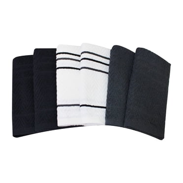 Mainstays Kitchen Towels 6 pack, 100% Cotton, 16 x 26 in, Grey