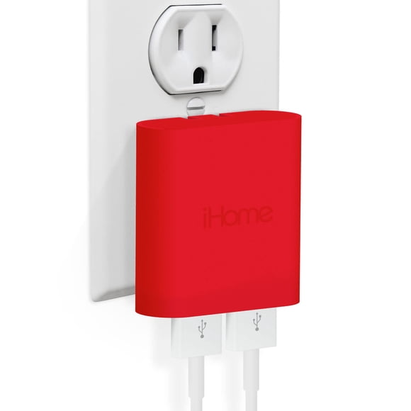 iHome Chargeur Mural USB à 2 Ports : Chargeur USB Multiport CA Pro, Adaptateur de Prise USB et Bloc de Chargement pour Téléphone, Double Prise Murale USB, Chargeur USB Plat à 2 Ports et Adaptateur Mural USB