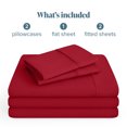 thumbnail image 2 of Bare Home Premium 1800 Collection 5-Piece Bed Sheet Set, Split King, Red, 2 of 10