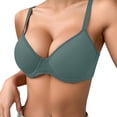 thumbnail image 1 of VEKDONE Women's Soft Breathable Solid Color Bra Push-up Bra Army Green 70C, 1 of 9