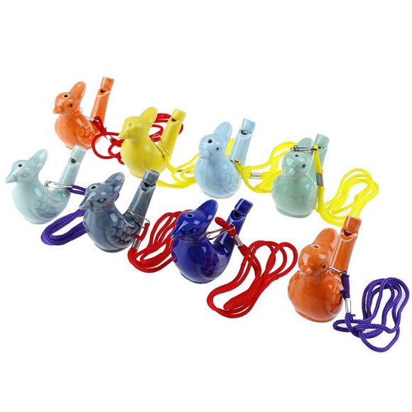 MesaSe 4PCS 1Pc Chinese ceramic water bird whistle with rope vintage funny musical toys