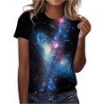 thumbnail image 2 of LUOGENLI T-shirts pour Femmes Col Rond Étoile Mode Décontractée Imprimé Manches Courtes T-shirts Graphiques Vêtements d'Été Amusants T-shirts Graphiques Vêtements d'Été Noir P, 2 of 4