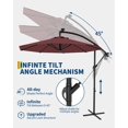 thumbnail image 3 of IdealHouse Parasol de Patio de 10 Pi avec Lumières, Parasol Déporté d'Extérieur à 8 Baleines avec Rotation à 360° et Réglage d'Inclinaison, Parasols d'Extérieur avec Protection UV pour Cour Arrière, Pelouse, Jardin, Piscine, Terrasse, 3 of 7
