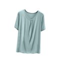 thumbnail image 2 of Weiqiqre T-Shirt à Col Rond pour Femme à Manches Courtes Ajusté T-Shirt Mince Uni Haut de Pyjama Pyjama à Manches Courtes, 2 of 7