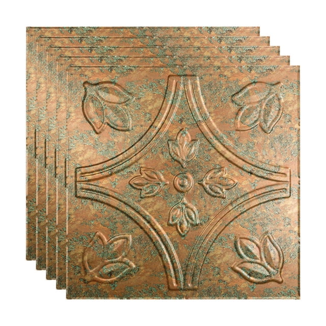 Fasade Traditional 5 Vinyl 2ft x 2ft Lay In Ceiling Panel Copper Fantasy 5 Pack