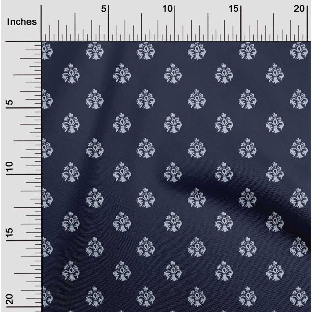 oneOone Cotton Silk Fabric Floral Block Printed Fabric 1 Yard 42 Inch Wide
