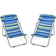 thumbnail image 2 of Costway Ensemble de 2 Chaises de Plage Portatives Chaise Longue à 3 Positions avec Appuie-Tête Bleu, 2 of 10