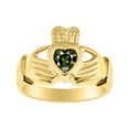 thumbnail image 1 of RYLOS Rings Gold Plated Silver Claddah Love, Loyalty & Friendship Heart 6MM Gem Irish Wedding Band Claddagh Rings Green Sapphire Jewelry Size 7, 1 of 7