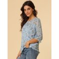 thumbnail image 2 of INSPIRE CHIC Blouse Fluide en Mousseline à Volants à Manches 3/4 à Imprimé Floral pour Femme, 2 of 5