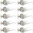 thumbnail image 1 of Satin Nickel Door Handle Interior Brushed Nickel Passage Door Lever for Hall and Closet Keyless Door Lock Set Reversible for Left Right Sided Doors Leverset Handleset, 1 of 7