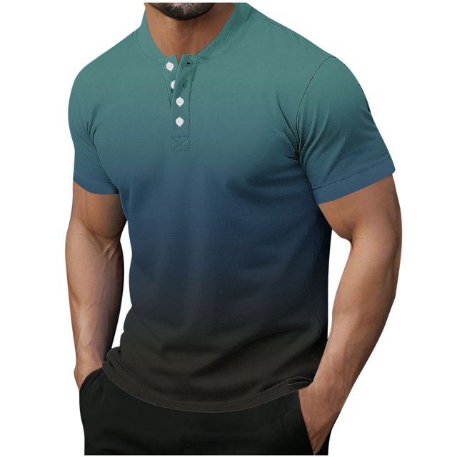 Plebaso Mens Fashion Tshirts Button Short Sleeve Pullover Shirts Summer Casual Basic Tees Tops for Men