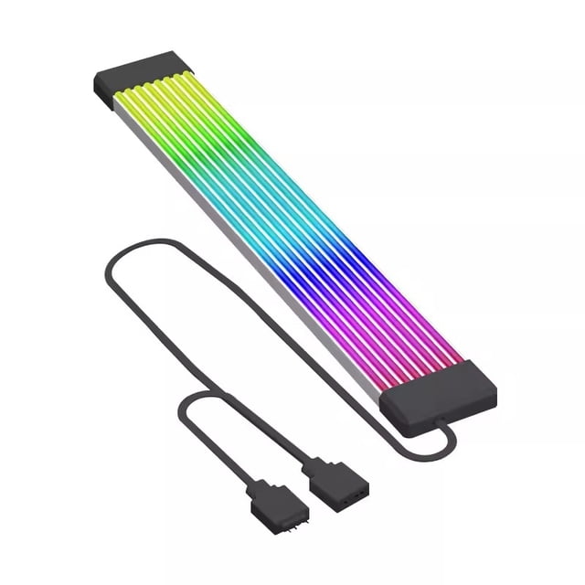 Flexible RGB LED Light Strip Bar ARGB Board Cover For Computer Power Supply ATX 24PIN GPU Video Card Cables And Case Black GPU 2x8PIN Light Strip
