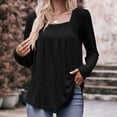 thumbnail image 2 of AherBiu Tuniques pour Femmes à Manches Longues d'Automne, Blouses à Encolure Carrée, Chic Décontracté, Froncées, Coupe Ample, 2 of 7
