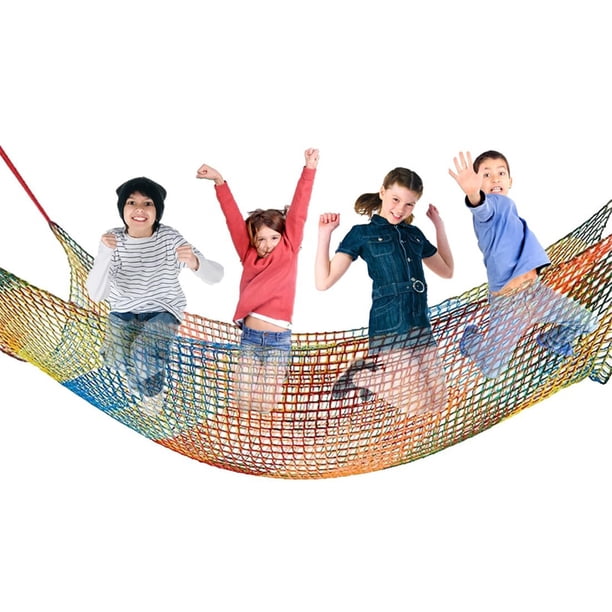 Filet de Sécurité pour Aire de Jeux 78,87 Pieds x 78,87 Pieds, Filet Cargo d 'Escalade à Double Couche pour Enfants, Filet Multicolore pour Aire de Jeux pour Cabane dans les Arbres, Entraînement