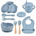 thumbnail image 1 of AMERTEER 9Pcs Children‘S Silicone Tableware Set Baby Non-Slip Divided Children‘S Plate Bowl With Suction Cup, 1 of 5