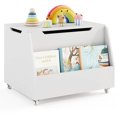 thumbnail image 1 of Gymax Kids Toy Box Wooden Storage Chest Bench w/ Bookshelf Wheels Safety Hinge Lid, 1 of 9