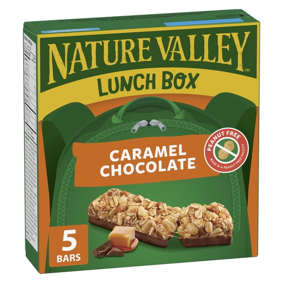 Nature Valley Barres Granola Boîte à Lunch, Chocolat au Caramel, Collations pour Enfants, 5 Barres