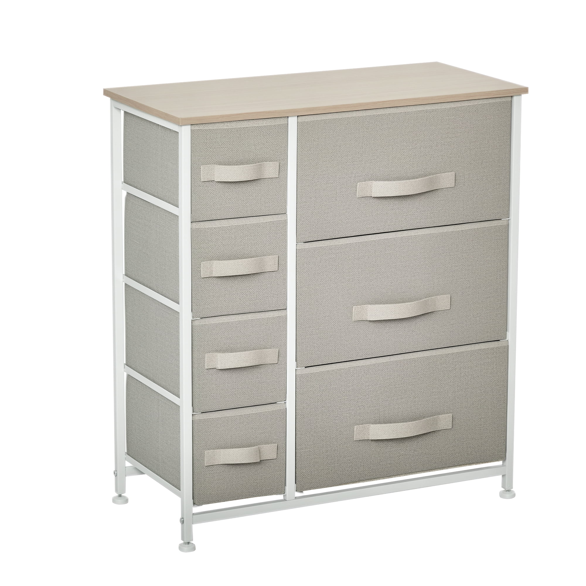 CoSoTower Dresser for Bedroom with 7 Drawers, Chest of Drawers with Metal Frame, Fabric Dresser for Living Room, Light Grey