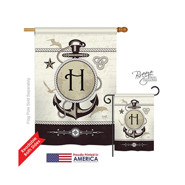 Breeze Decor 30190 Nautique H Monogramme à Double Face Drapeau de la Maison d'Impression Verticale - 28 x 40 Po.