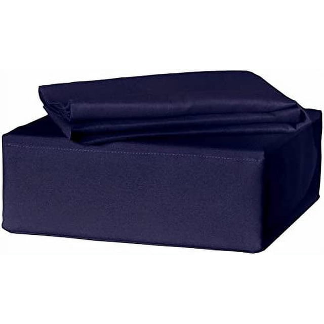 Alive Pixels Fitted Sheet Navy Blue Solid 100 Percent Cotton 1-Pc Fitted Sheet with 8 Inch Pocket 200TC (Queen, Navy Blue)